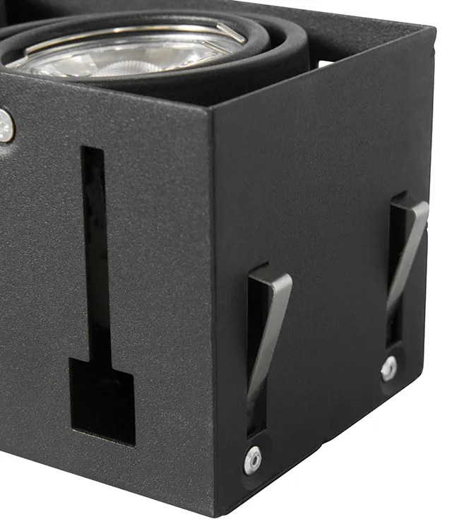 Faretto da incasso intelligente nero con 2 GU10 WiFi senza cornice - Oneon 2