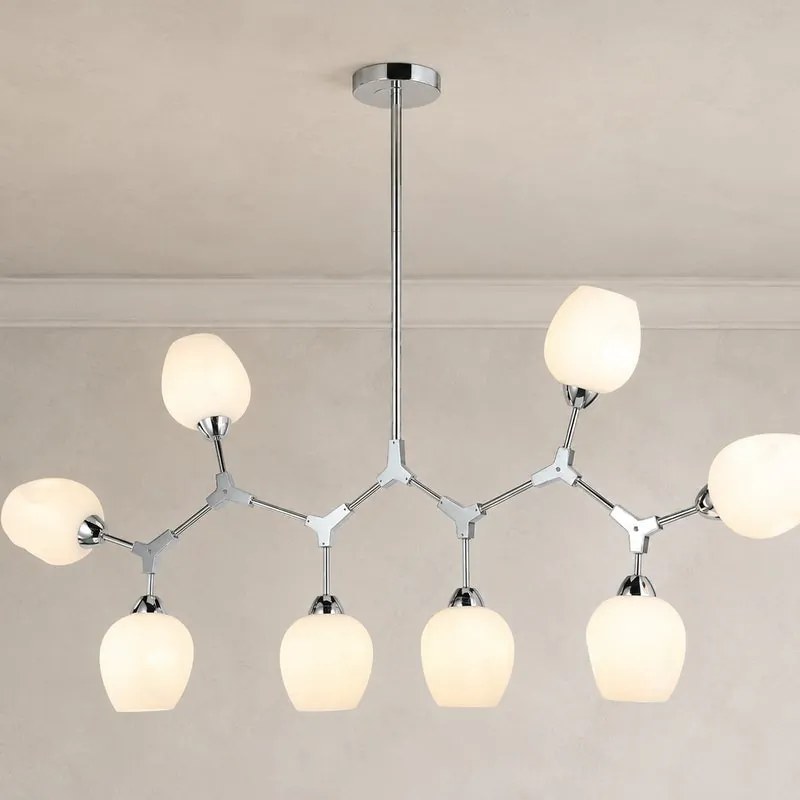 Lampadario Livorno cromo paralume bianco 9x E27 LA MIA LUCE