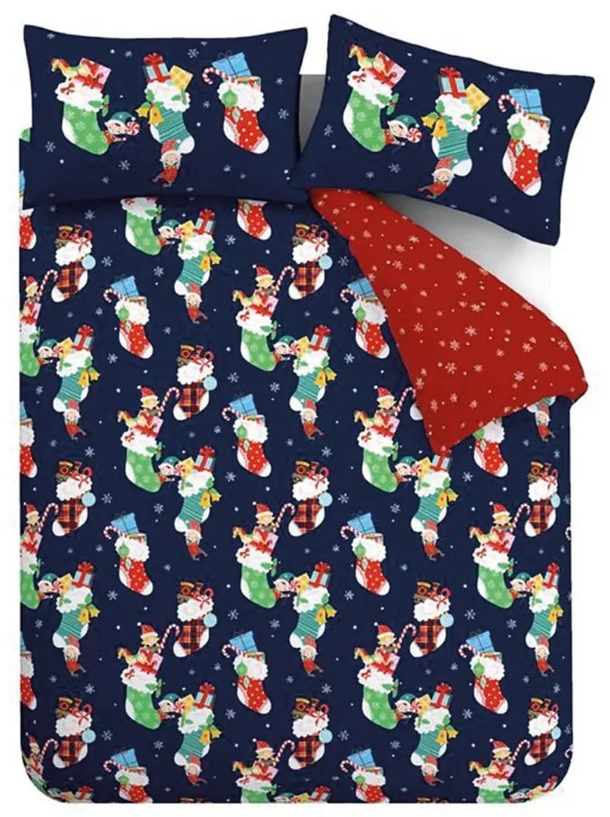 Set copripiumino e federa da bambini rosso e blu per letto singolo 135x200 cm Christmas Elves – Catherine Lansfield