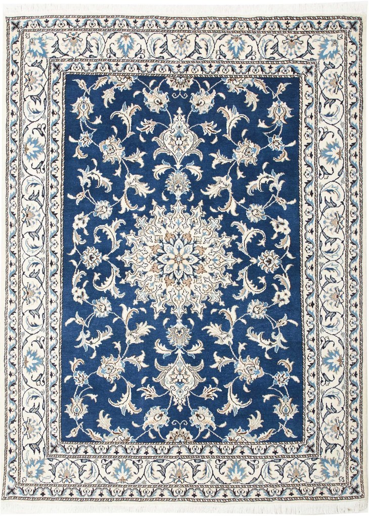 Nain Tappeto 200x150 Blu (Iran) Annodato A Mano