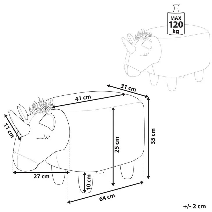 Pouf animaletto tessuto rosa e legno chiaro UNICORN Beliani