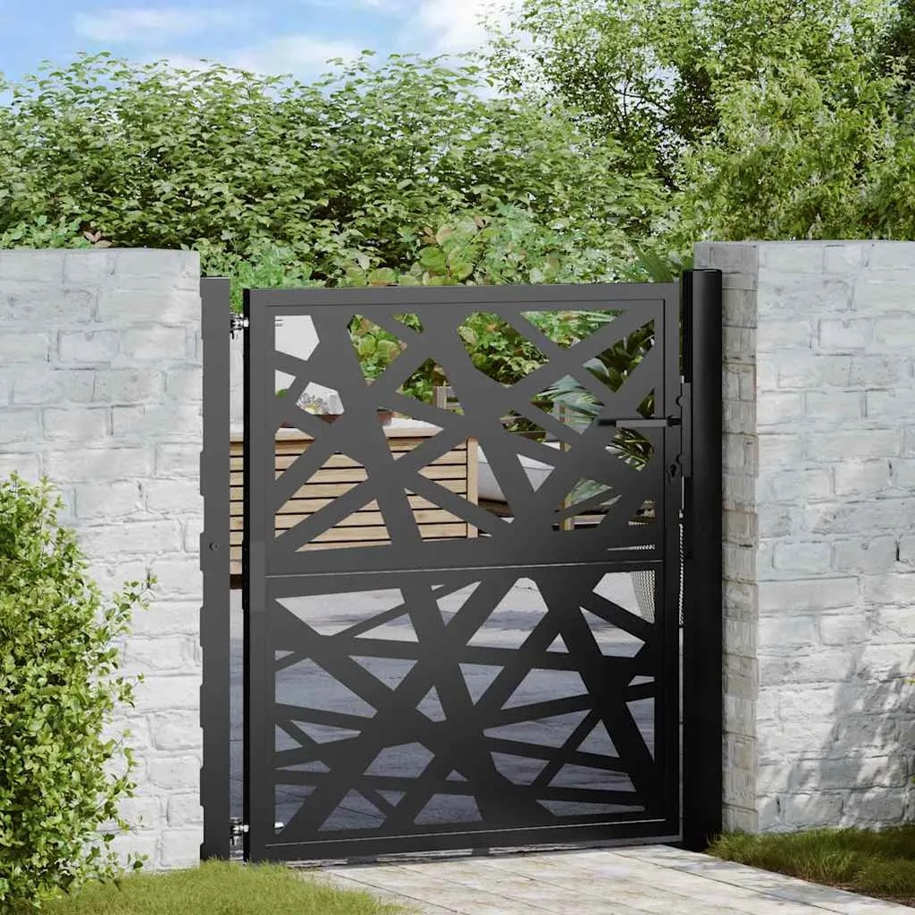 Cancello Giardino Nero 105x106 Cm İn Acciaio Design Leggero /
