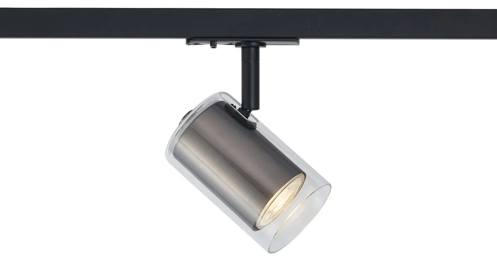 Faretto moderno color canna di fucile con vetro trasparente per sistema a binario monofase - Iconic Lloyd