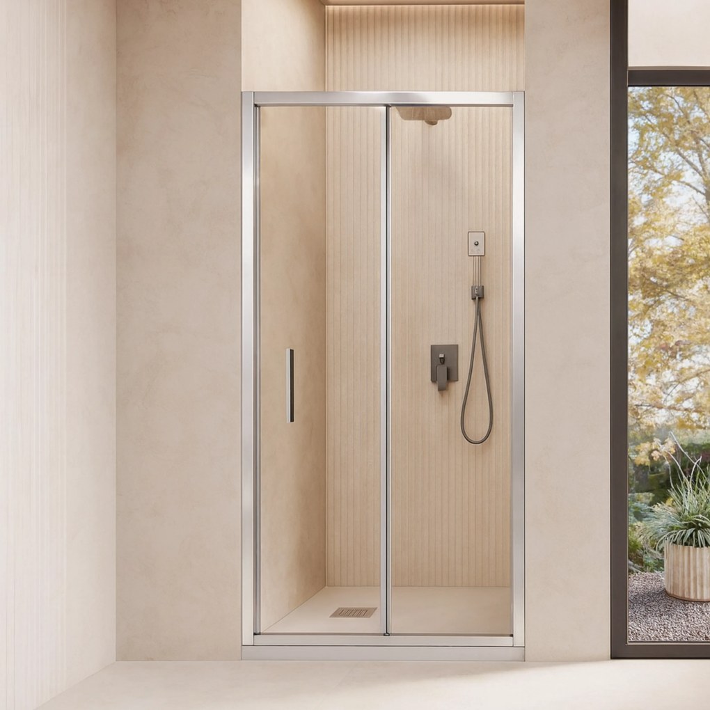 Box Doccia a Soffietto 80 Cm Giava "Soffio" Argento Lucido/Vetro Trasparente