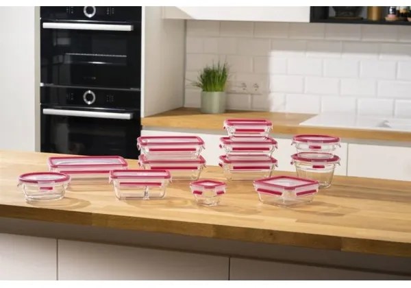 Tefal - Contenitore per alimenti 1,1 l MSEAL GLASS rosso/vetro