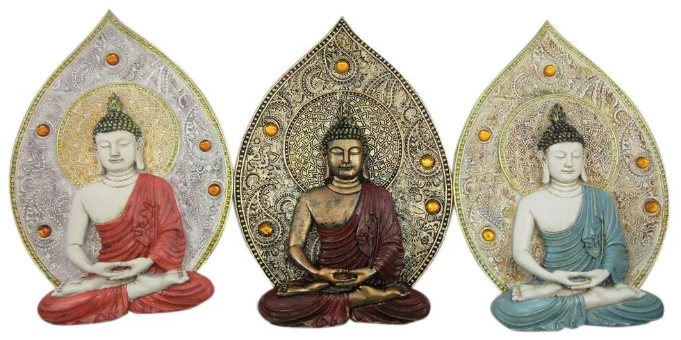 Decorazione da Parete DKD Home Decor Buddha Resina (19.3 x 3.7 x 27.3 cm) (3 pezzi)
