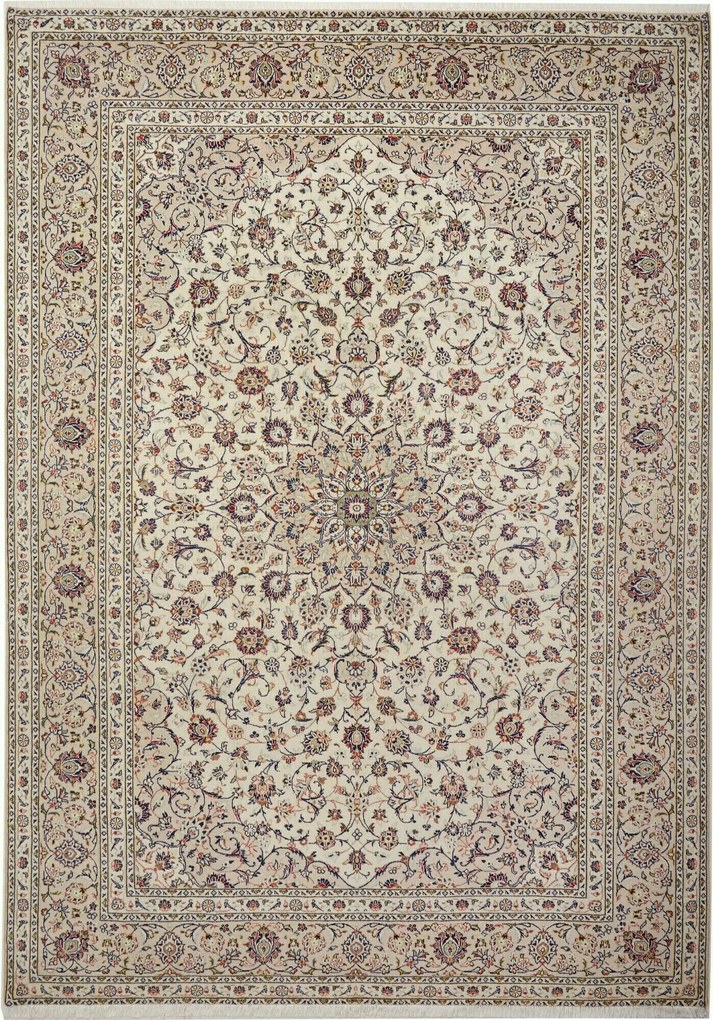 Kashan Tappeto persiano 340x240 Beige (Iran) Annodato A Mano