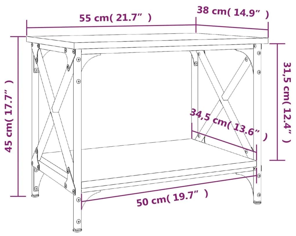 Tavolino Nero 55x38x45 cm in Legno Multistrato