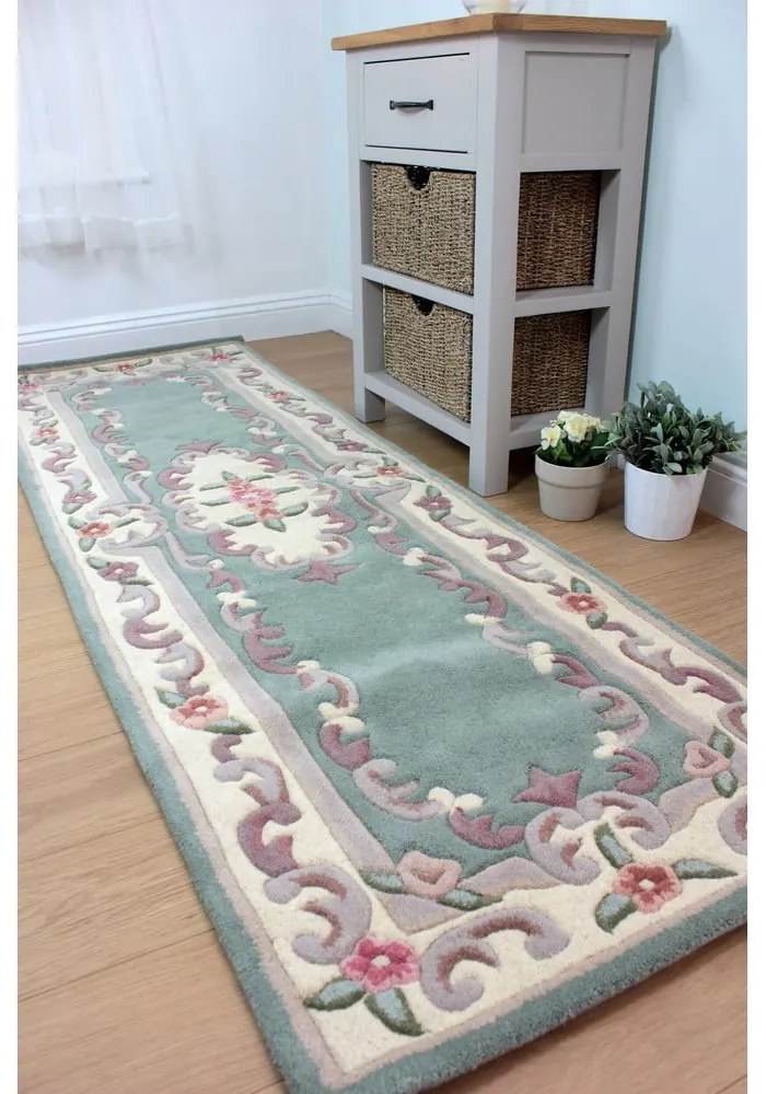 Tappeto verde in lana 67x210 cm Aubusson - Flair Rugs