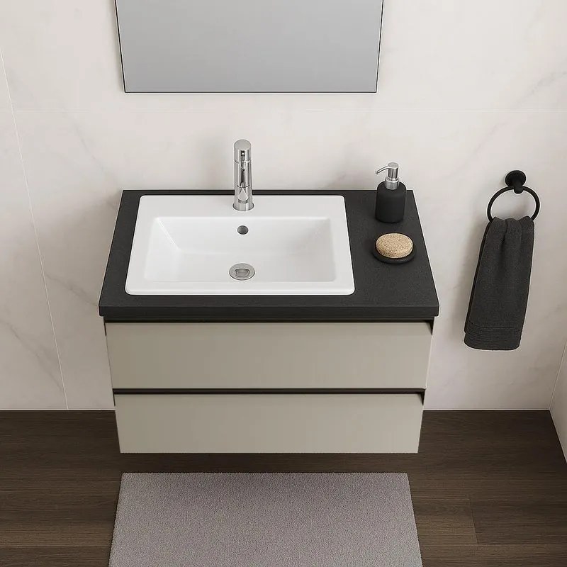 Mobile da bagno sospeso sotto lavabo Fusion L100 H40 P45 cm sabbia, 2 cassetti