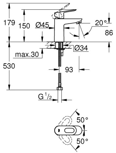 GROHE 32854000 - Miscelatore per lavabo BAULOOP, cromo lucido