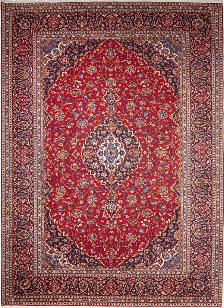Kashan Tappeto 260x350 Rosso (Iran) Annodato A Mano