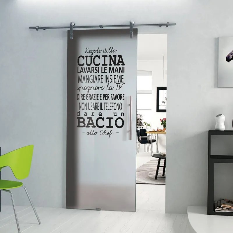 Porta scorrevole Regole in alluminio bianco, L 88 x H 215 cm Sinistra