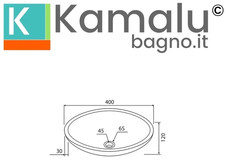 Kamalu - lavabo bagno da appoggio in marmo grigio/marrone 40cm | litos-eg40