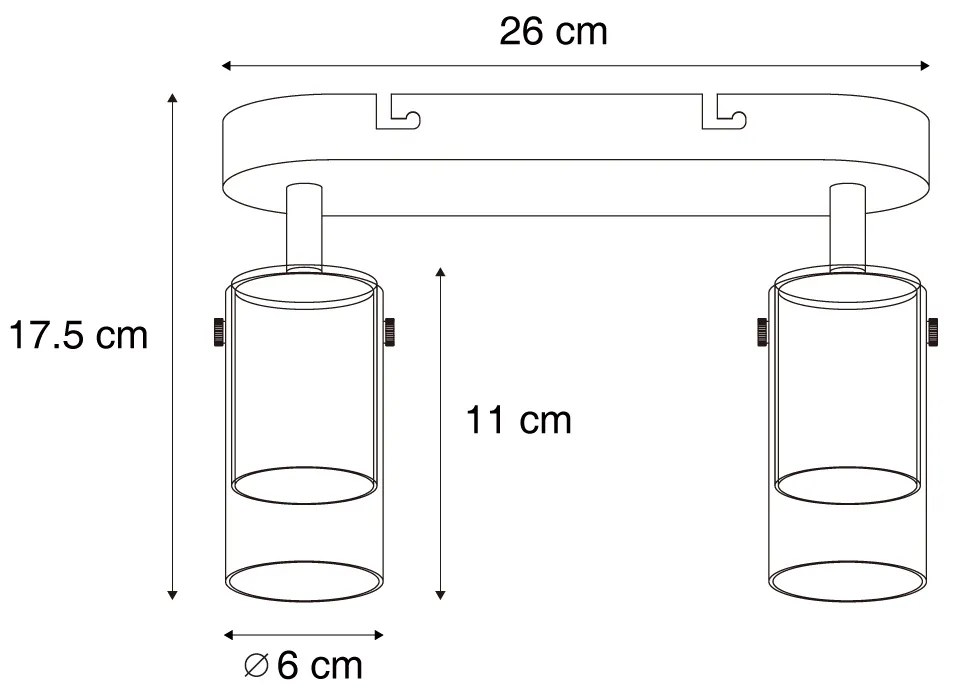 Faretto da soffitto moderno color canna di fucile a 2 luci ruotabile e regolabile - Drain