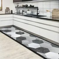 Passatoia da Cucina in Vinile Lavabile e Antigraffio Grey Exagons 50x240