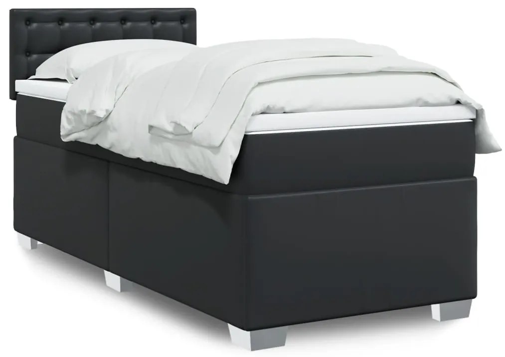 Giroletto A Molle Con Materasso Nero 100x200 Cm İn Similpelle /