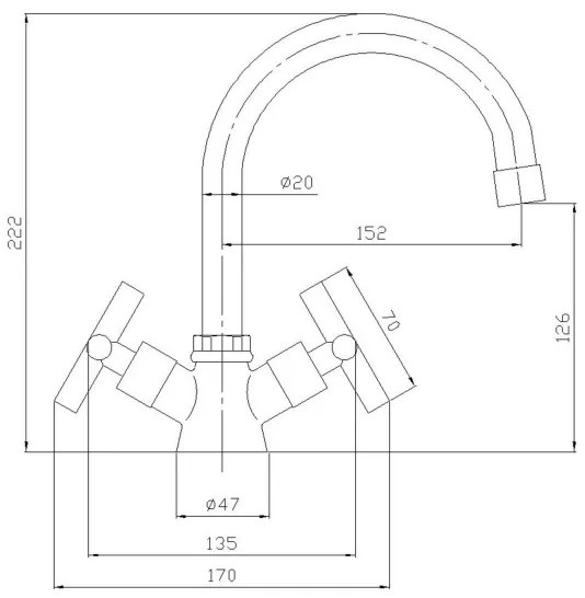 Aqualine - Miscelatore per lavabo XENIA 22,2 cm cromo lucido
