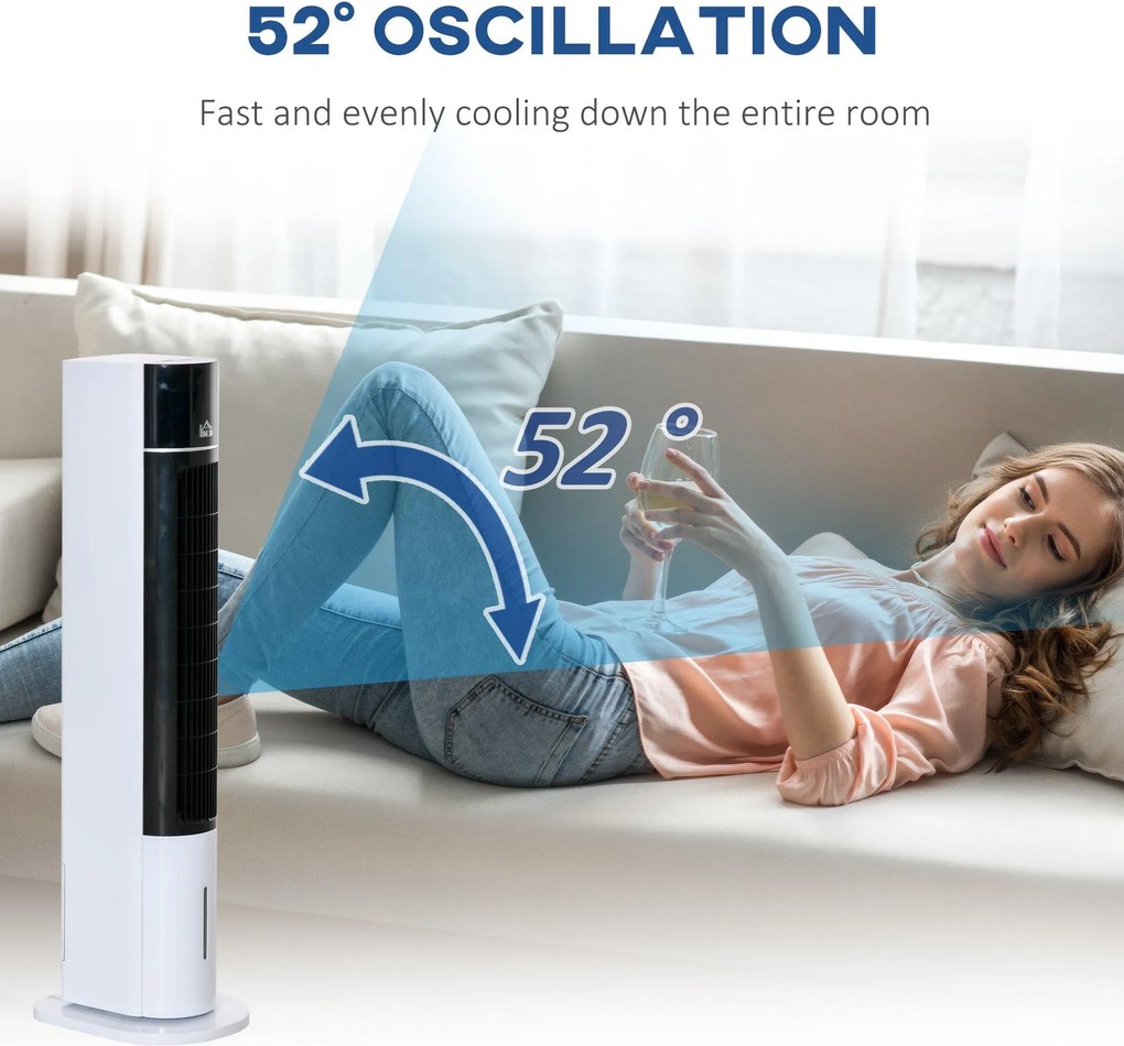 Raffrescatore Ventilatore Evaporativo 3 Litri 60W con Telecomando Bianco...