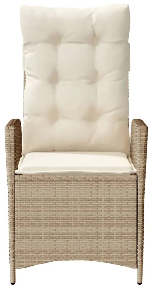 Sedia reclinabile da giardino con cuscini beige in polyrattan