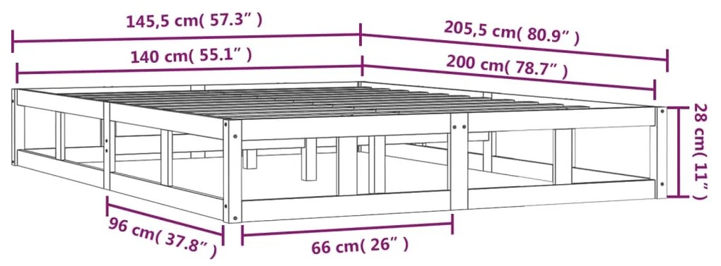 Giroletto Bianco 140x200 cm in Legno Massello