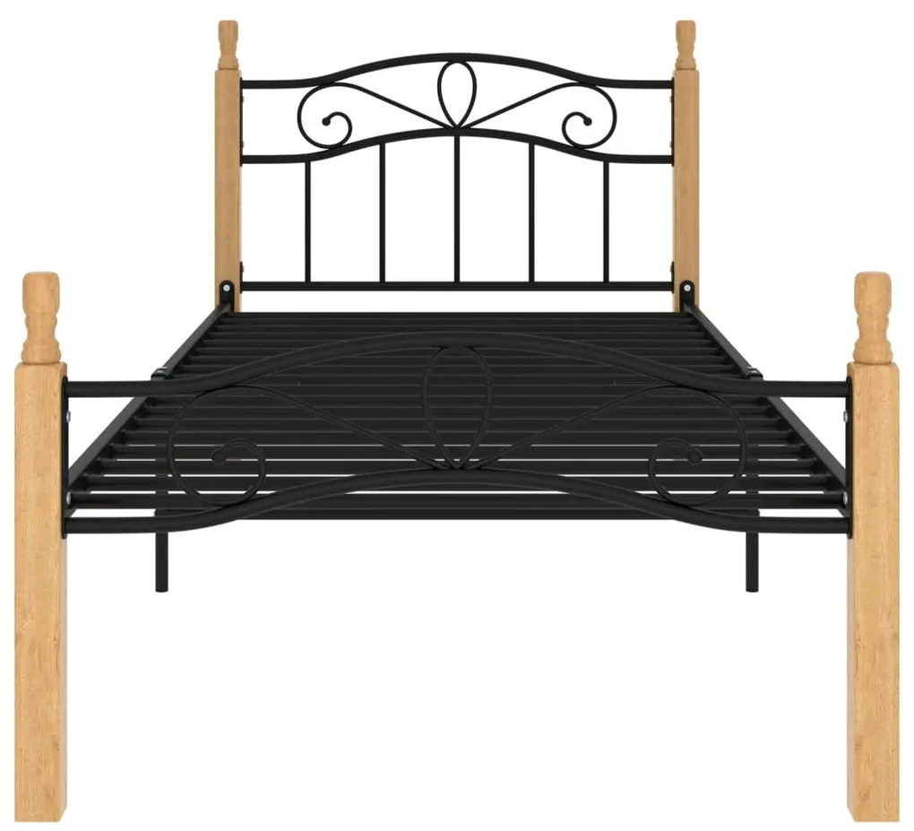 Giroletto in metallo nero e legno massello di rovere 100x200 cm