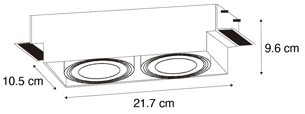 Set di 6 faretti da incasso bianchi GU10 70mm 2-luci senza cornice - Oneon