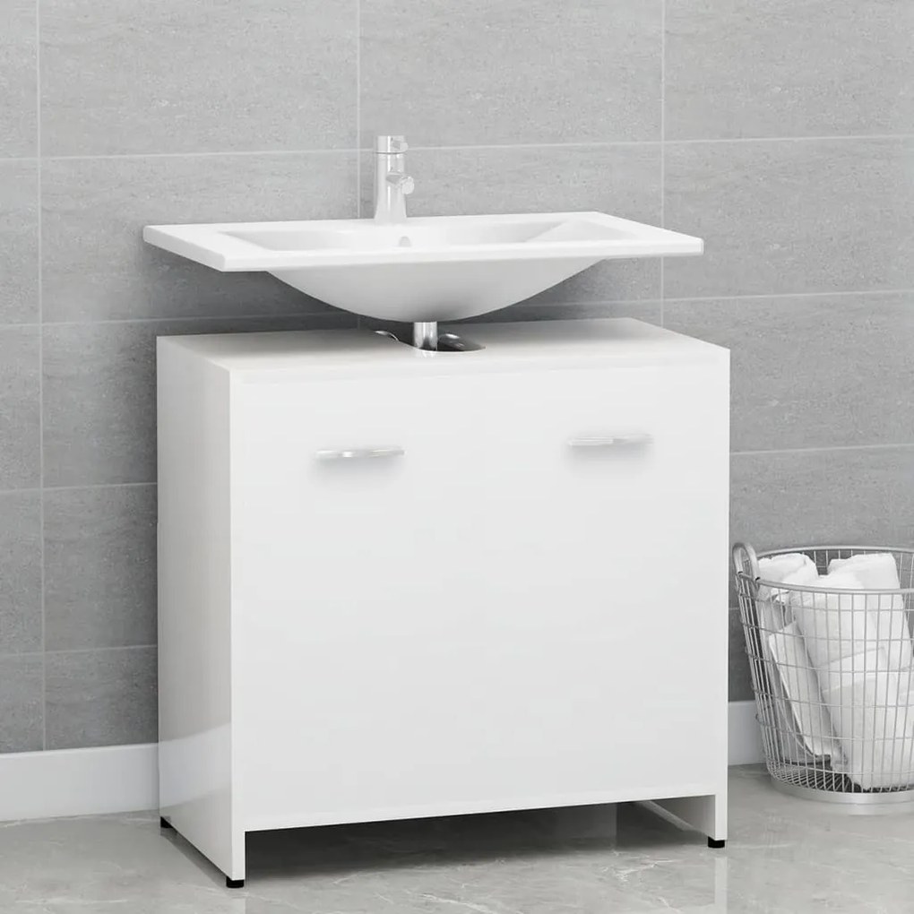 Armadio da bagno bianco lucido 60x33x61 cm in truciolato