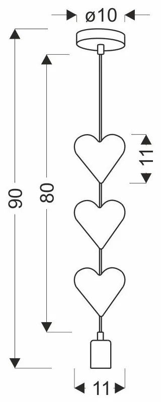 Lampada per bambini bianca e rosa con paralume in metallo Hearts - Candellux Lighting