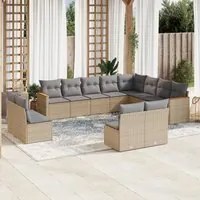 Set Divano da Giardino 12 pz con Cuscini Beige Misto Polyrattan 3226472