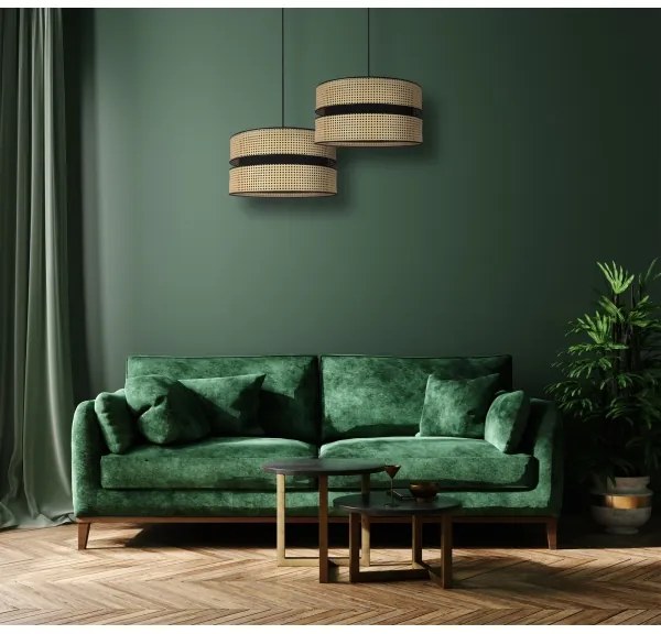 Duolla - Lampadario a sospensione con filo DUO 1xE27/15W/230V diametro 40 cm rattan/nero