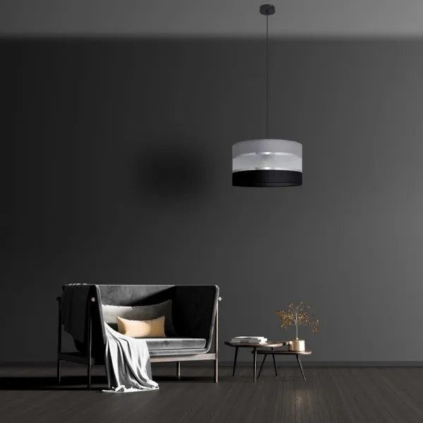 Lampadario a sospensione con filo HELEN 1xE27/15W/230V diametro 35 cm nero/grigio/argento