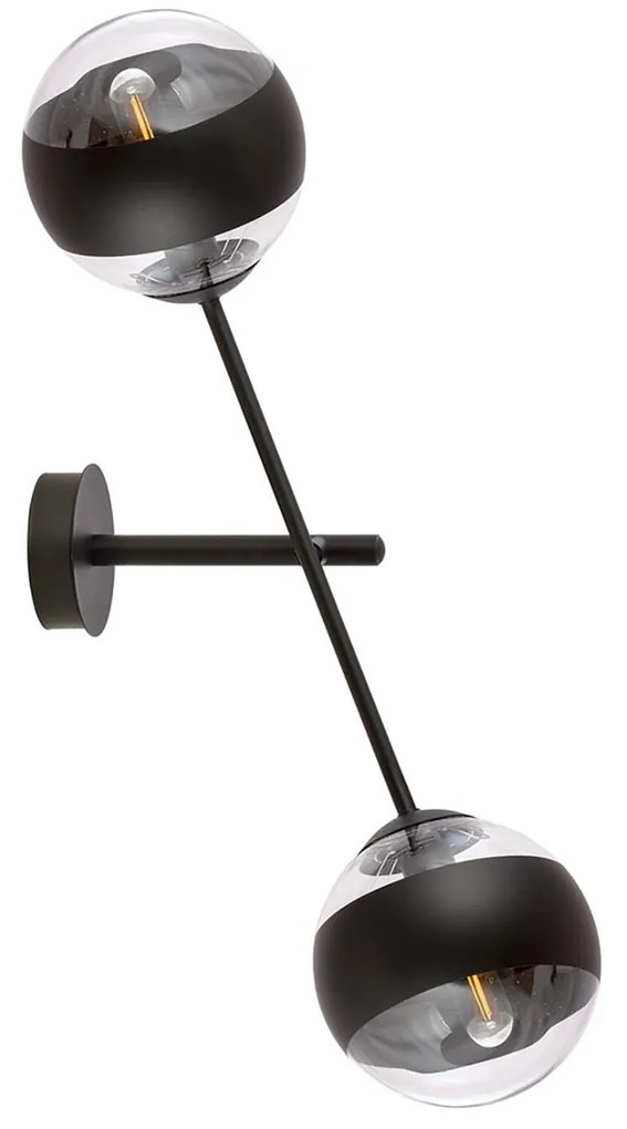 Applique Contemporaneo Yama Acciaio Nero 2 Luci E14 Ip20