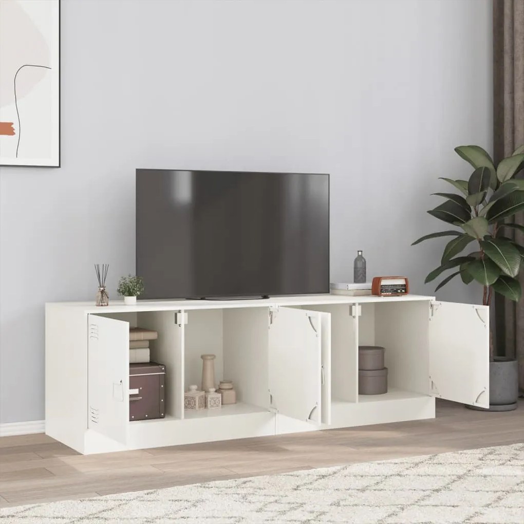 Mobili Tv 2 Pz Bianchi 67x39x44 Cm İn Acciaio /