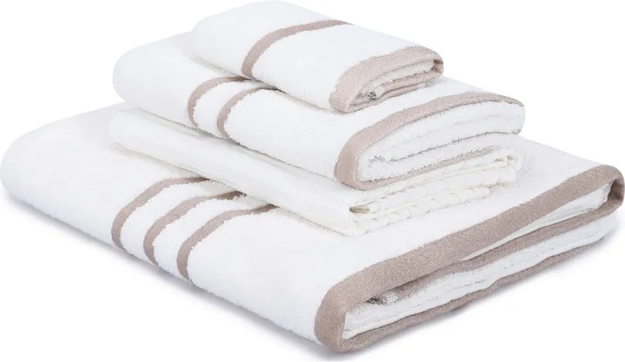 Asciugamani e teli da bagno in cotone bianco in un set di 4 pezzi Linda - Foutastic