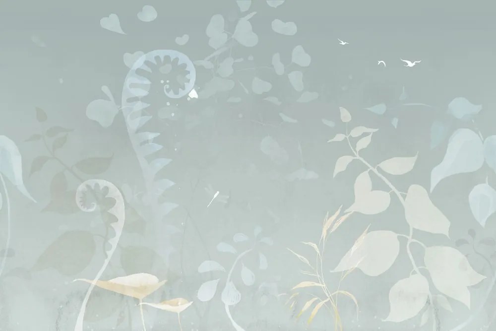 Carta da parati autoadesiva – Natura morta vegetale astratta in blu-grigio