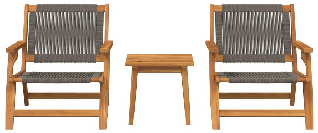 Set di 3 sedie da giardino e tavolo in legno massello di acacia grigio