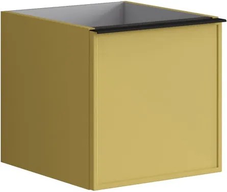 Cassettiera Pixel con 2 cassetti (1 interno) frontale Frame  laccato opaco giallo sole e maniglia alluminio nero opaco L.40 H.40 P.45,5 cm.