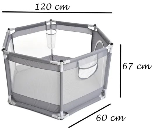 Recinto gioco 120 cm grigio