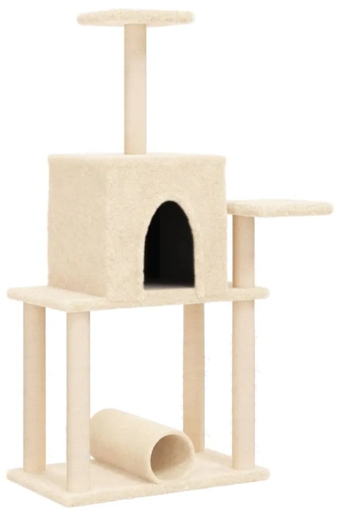Albero per gatti con tiragraffi in sisal crema 122 cm