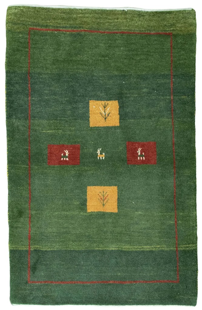 Gabbeh Tappeto 80 x 130 Verde (Iran) Annodato A Mano
