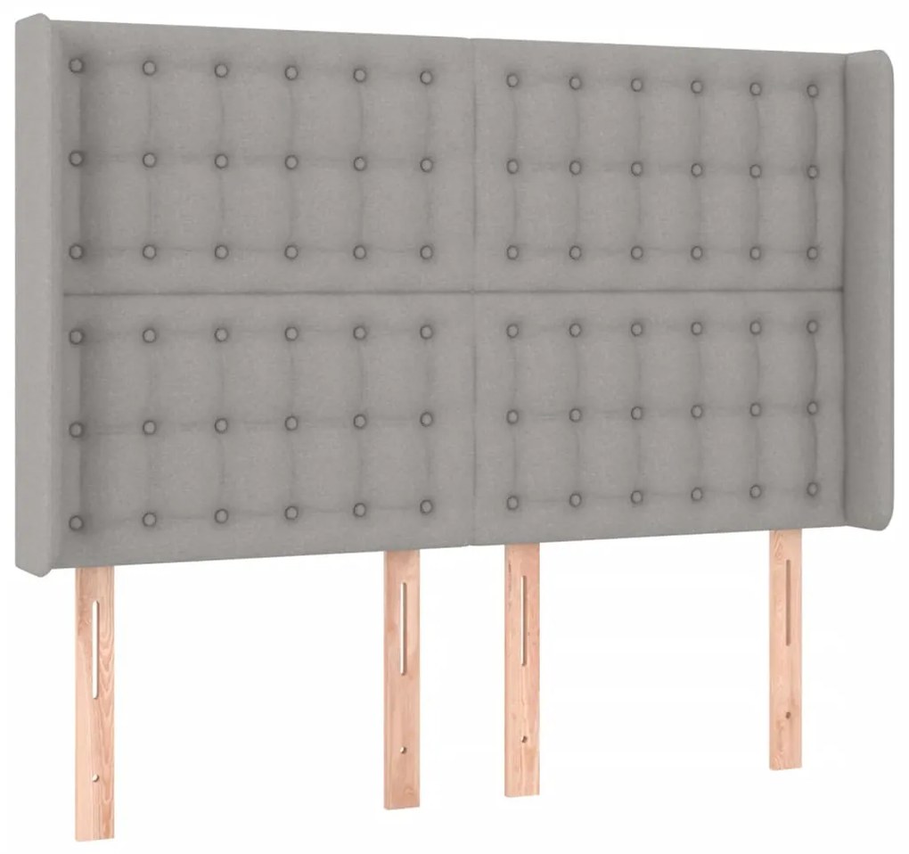 Testiera a led grigio chiaro 147x16x118/128 cm in tessuto