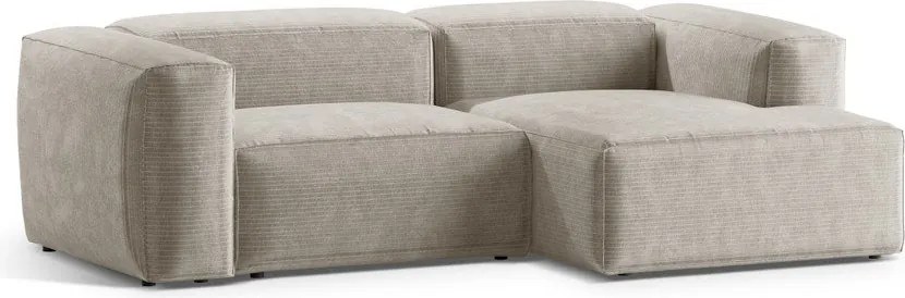 Divano angolare beige (con penisola a destra/con chaise lounge) con rivestimento in velluto a coste Bergamo – Cosmopolitan Design