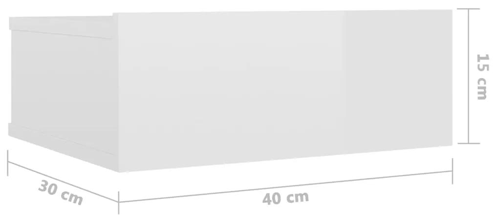 Comodini Pensili 2pz Bianco Lucido 40x30x15cm Legno Multistrato