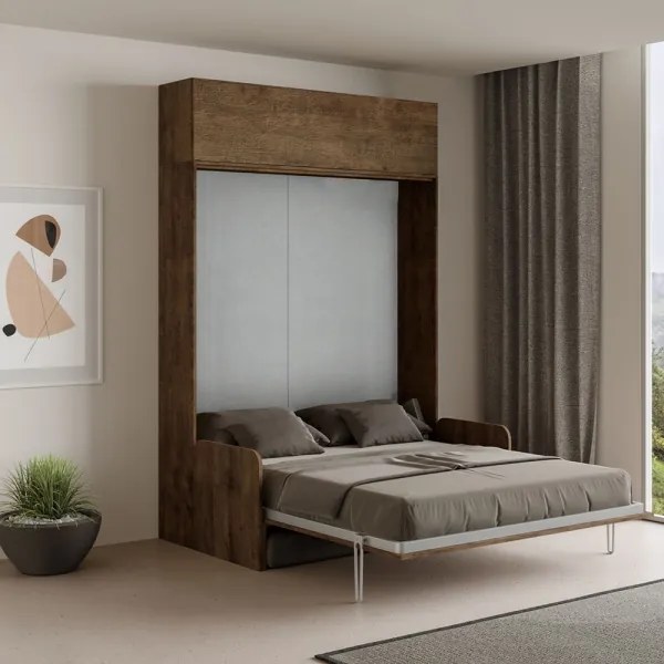 Letto matrimoniale a scomparsa 160 cm con pensile Noce KENTARO SOFŔ