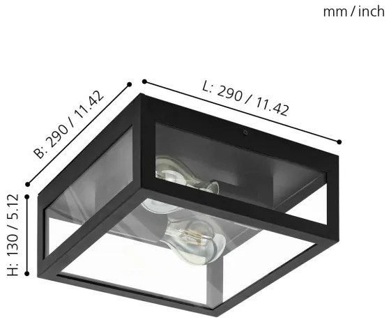 Eglo 99122 - Plafoniera da bagno AMEZOLA 2xE27/40W/230V
