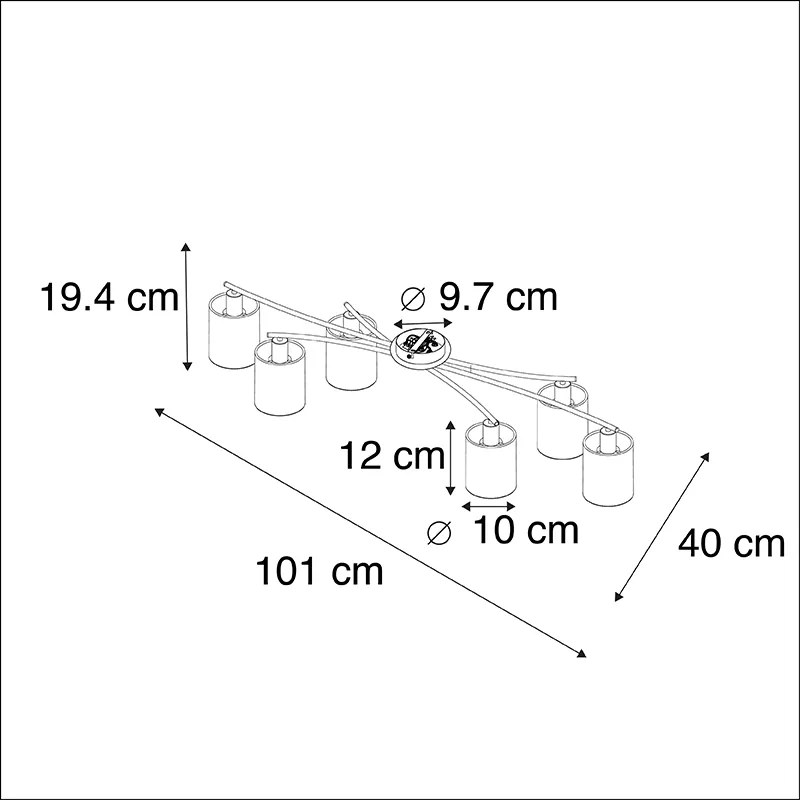 Plafoniera moderna nera 6 luci - Lofty
