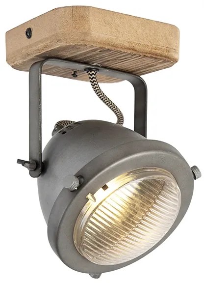 Faretto industriale in acciaio con legno inclinabile - Emado