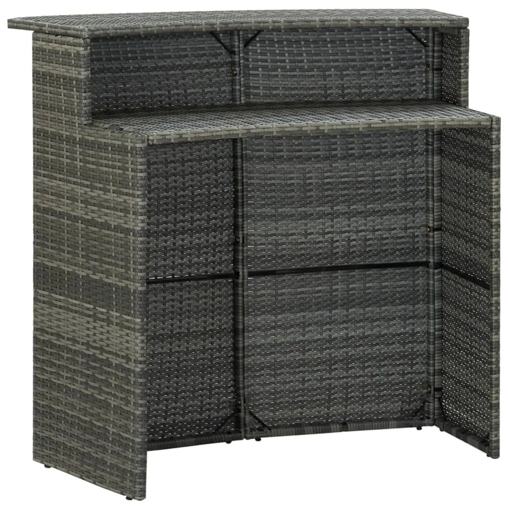 Set bar da giardino 3 pz con cuscini grigio
