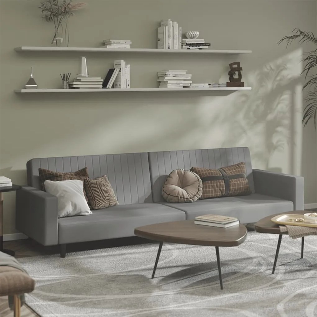 Divano Letto A 2 Posti Grigio Chiaro İn Velluto /